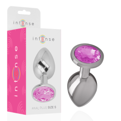 INTENSO - TAPÓN ANAL DE METAL DE ALUMINIO CON CRISTAL ROSA TALLA S
