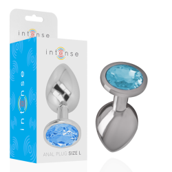INTENSO - TAPÓN ANAL DE METAL DE ALUMINIO CON CRISTAL AZUL TALLA L