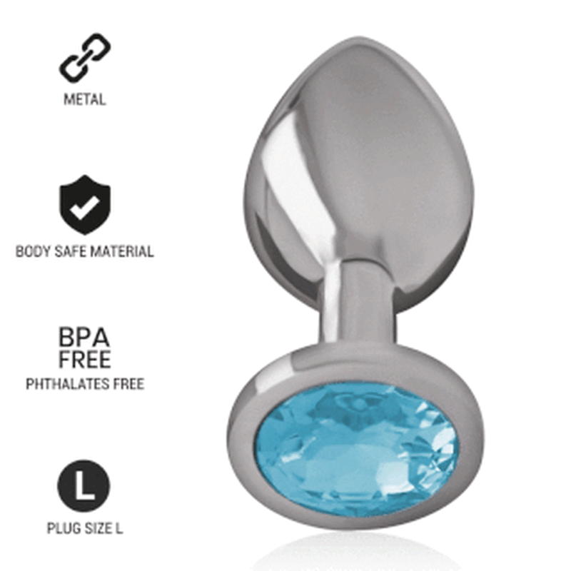 INTENSE - PLUG ANAL METAL ALUMINIO CON CRISTAL AZUL TALLA L