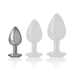 INTENSO - TAPÓN ANAL DE METAL DE ALUMINIO CON CRISTAL AZUL TALLA S