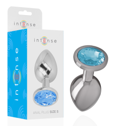 INTENSO - TAPÓN ANAL DE METAL DE ALUMINIO CON CRISTAL AZUL TALLA S