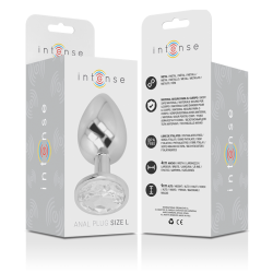 INTENSO - TAPÓN ANAL DE METAL DE ALUMINIO CON CRISTAL DE PLATA TALLA L