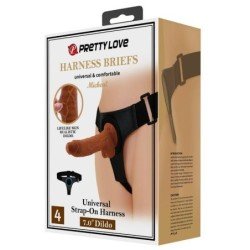 PRETTY LOVE - BRAGUITAS CON ARNÉS ARNÉS UNIVERSAL CON DILDO MICHEAL 20 CM NEGRO
