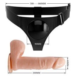 PRETTY LOVE - BRAGUITAS CON ARNÉS ARNÉS UNIVERSAL CON DILDO TOM 20 CM NATURAL