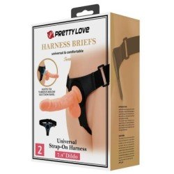 PRETTY LOVE - BRAGUITAS CON ARNÉS ARNÉS UNIVERSAL CON DILDO TOM 20 CM NATURAL