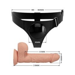 PRETTY LOVE - BRAGUITAS CON ARNÉS ARNÉS UNIVERSAL CON DILDO JERRY 21,8 CM NATURAL