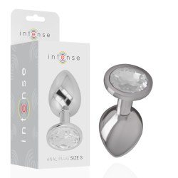 INTENSO - TAPÓN ANAL DE METAL DE ALUMINIO CON CRISTAL DE PLATA TALLA S