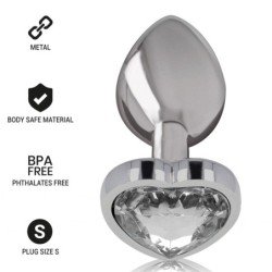 INTENSO - TAPÓN ANAL DE METAL DE ALUMINIO CON CORAZÓN BLANCO, TALLA S
