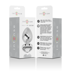 INTENSO - TAPÓN ANAL DE METAL DE ALUMINIO BLANCO CON FORMA DE CORAZÓN, TALLA M