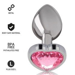 INTENSO - TAPÓN ANAL DE METAL DE ALUMINIO ROSA CON FORMA DE CORAZÓN TALLA L