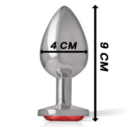 INTENSO - TAPÓN ANAL DE METAL DE ALUMINIO CON CRISTAL ROJO TALLA L