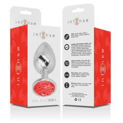 INTENSO - TAPÓN ANAL DE METAL DE ALUMINIO CON CRISTAL ROJO TALLA L