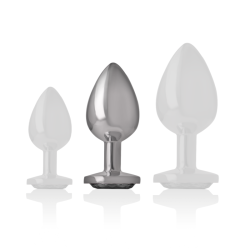 INTENSO - TAPÓN ANAL DE METAL DE ALUMINIO CON CRISTAL NEGRO TALLA M