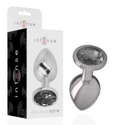 INTENSO - TAPÓN ANAL DE METAL DE ALUMINIO CON CRISTAL NEGRO TALLA M