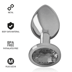 INTENSO - TAPÓN ANAL DE METAL DE ALUMINIO CON CRISTAL NEGRO TALLA M