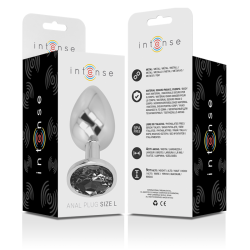 INTENSO - TAPÓN ANAL DE METAL DE ALUMINIO CON CRISTAL NEGRO TALLA L