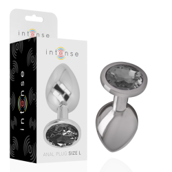 INTENSO - TAPÓN ANAL DE METAL DE ALUMINIO CON CRISTAL NEGRO TALLA L
