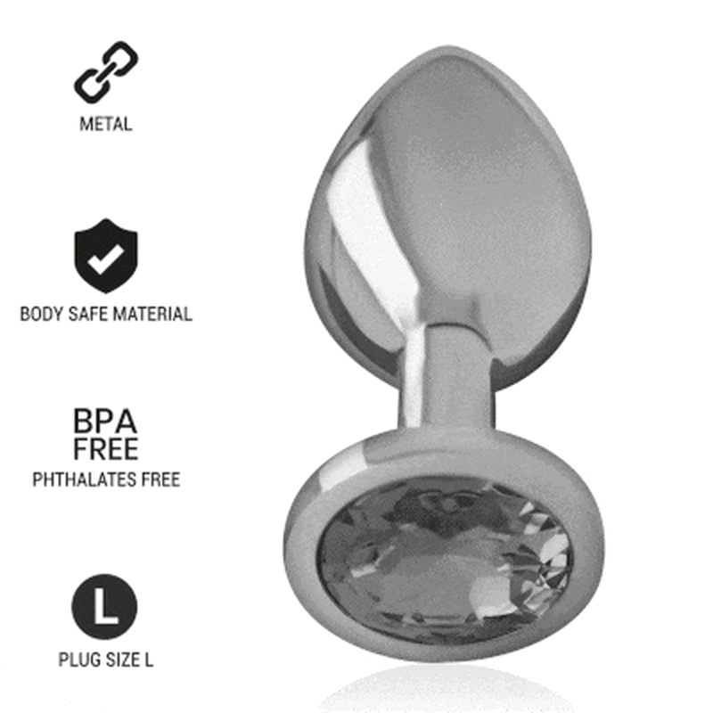 INTENSO - TAPÓN ANAL DE METAL DE ALUMINIO CON CRISTAL NEGRO TALLA L