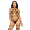 LEG AVENUE - KINK - TEDDY ARNÉS CON ARO DE CORAZÓN TALLA M - NEGRO
