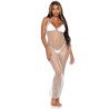 LEG AVENUE - MAXI VESTIDO DE RED TRENZADA CON ESPALDA DESCUBIERTA BLANCO