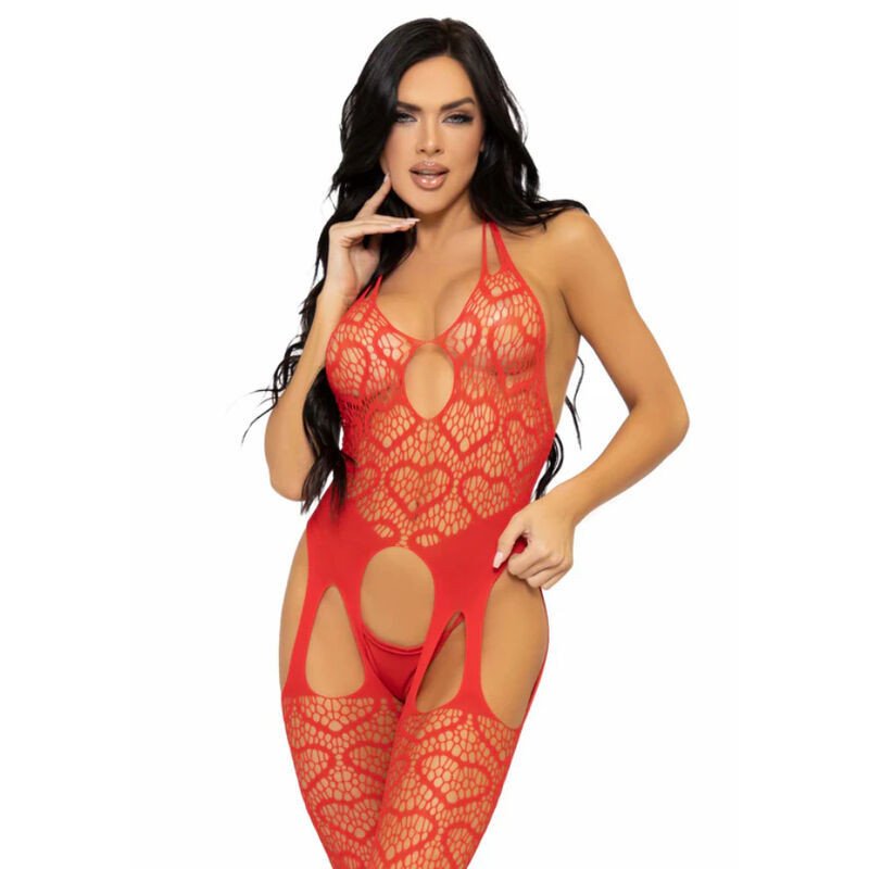 LEG AVENUE - BODY DE TIRANTES DE RED TALLA ÚNICA - ROJO