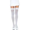 LEG AVENUE - MEDIAS ALTAS DE NYLON CON LAZO BLANCO / BLANCO