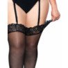 LEG AVENUE - OUTLET - MEDIAS DE NYLON NEGRAS CON BORDE DE ENCAJE PLUS