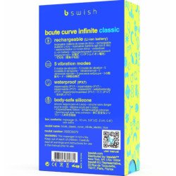 B SWISH - VIBRADOR RECARGABLE CLÁSICO INFINITO DE CURVA BCUTE DE SILICONA AZUL