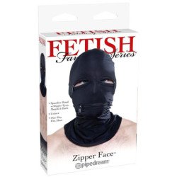 SERIE FANTASÍA FETICHISTA - CAPUCHA CON CREMALLERAS NEGRA