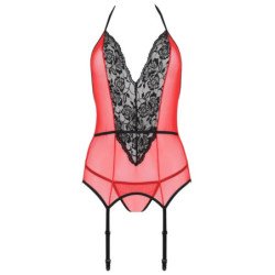 PASIÓN - CORSET PEONÍA LÍNEA ERÓTICA ROJO S/M