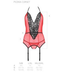 PASIÓN - CORSET PEONÍA LÍNEA ERÓTICA ROJO S/M