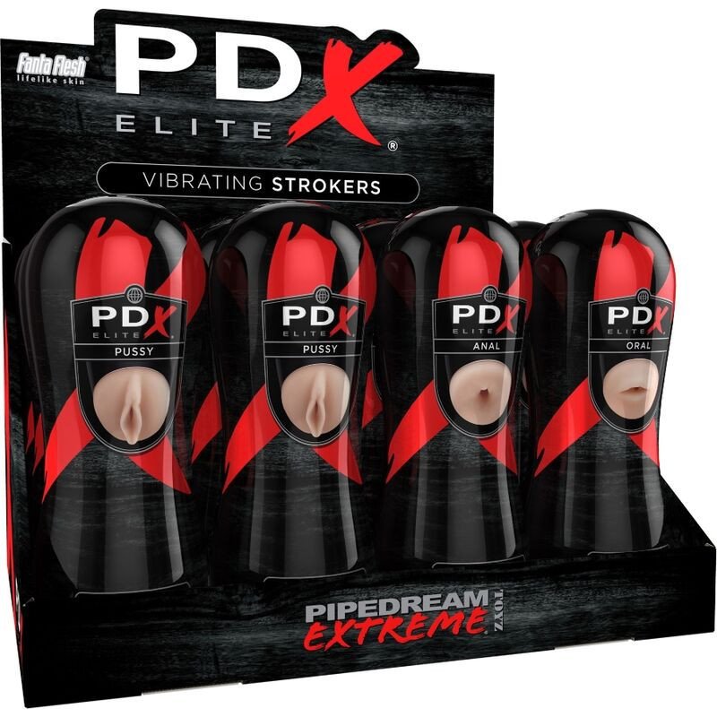 PDX ELITE - CONJUNTO STROKER 12 UNIDADES: 6 VAGINALES, 3 ANALES, 3 BOCAS