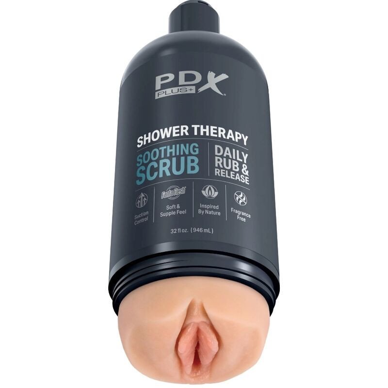 PDX PLUS - MASTURBADOR STROKER, DISEÑO DE BOTELLA DISCRETO, CHAMPÚ EXFOLIANTE SUAVE