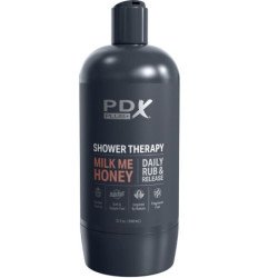 PDX PLUS - MASTURBADOR STROKER DISEÑO DE BOTELLA DISCRETO MILK ME CHAMPÚ DE CARAMELO Y MIEL
