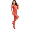 LEG AVENUE - BODY STOCKING CON CUELLO Y ESTILO HALTER, CORAZONES ROJOS