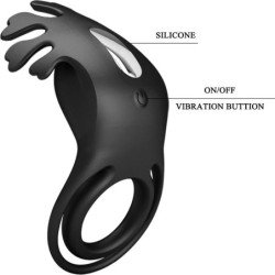 PRETTY LOVE - ANILLO VIBRADOR RUBEN 7 VIBRACIONES SILICONA NEGRA
