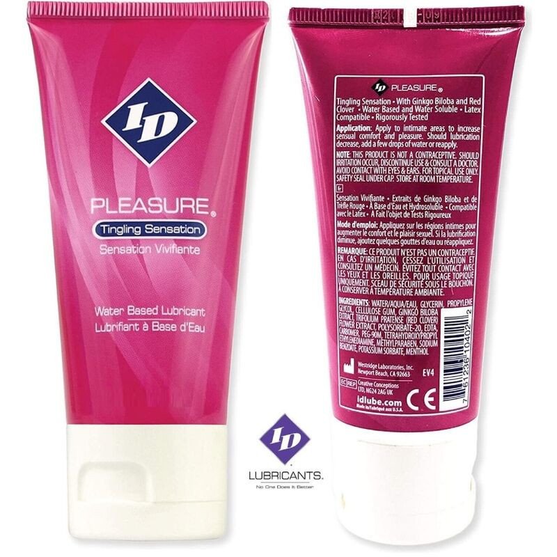 ID PLEASURE - LUBRICANTE A BASE DE AGUA CON SENSACIÓN DE COLOR, TUBO DE VIAJE DE 60 ML