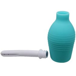 MR PLAY - DUCHA DE GOMA AZUL CON FORMA DE PERA ANAL