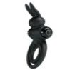 PRETTY LOVE - VIBRADOR III ANILLO DE CONEJO PARA PENE NEGRO