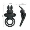 PRETTY LOVE - VIBRADOR III ANILLO DE CONEJO PARA PENE NEGRO