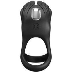 PRETTY LOVE - ANILLO PARA PENE VIBRANTE SILAS 7 VIBRACIONES SILICONA NEGRA