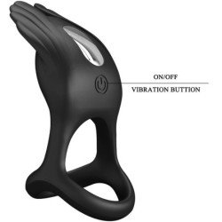 PRETTY LOVE - ANILLO PARA PENE VIBRANTE SILAS 7 VIBRACIONES SILICONA NEGRA