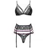 LIVCO CORSETTI FASHION - SNEHANA LC 90443 SUJETADOR + LIGUERO + BRAGUITA NEGRA