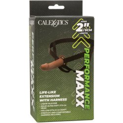 CALEXOTICS - EXTENSIÓN DE ALTO RENDIMIENTO CON ARNESS, COLOR MORENA