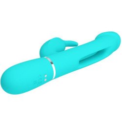 PRETTY LOVE - VIBRADOR MULTIFUNCIÓN 3 EN 1 KAMPAS RABBIT CON LENGUA VERDE AGUA