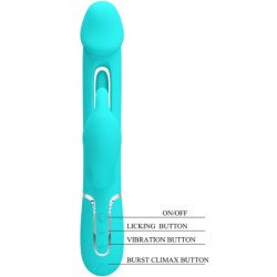 PRETTY LOVE - VIBRADOR MULTIFUNCIÓN 3 EN 1 KAMPAS RABBIT CON LENGUA VERDE AGUA