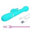 PRETTY LOVE - VIBRADOR DEJON RABBIT MULTIFUNCIÓN 3 EN 1 VERDE AGUA