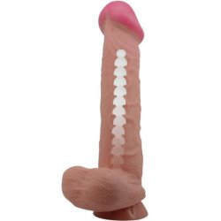 PRETTY LOVE - SERIE DE PIEL DESLIZANTE DILDO REALISTA CON VENTOSA DE PIEL DESLIZANTE MARRÓN 26 CM