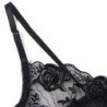SUBBLIME - CONJUNTO DE 3 PIEZAS SUJETADOR + TANGA + LIGUERO ESTAMPADO FLORAL NEGRO L/XL