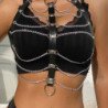 SUBBLIME - ARNÉS DE PECHO CON CADENAS DE CUERO NEGRO TALLA ÚNICA